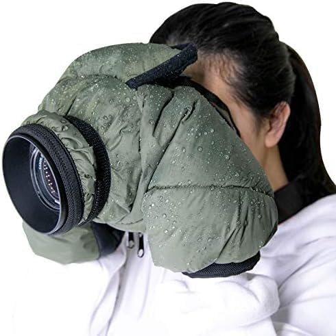 Camera Rain Cover, Waterproof Raincoat for DSLR Cameras and Lenses, Photography Camera Protector Accessories (Green, L)