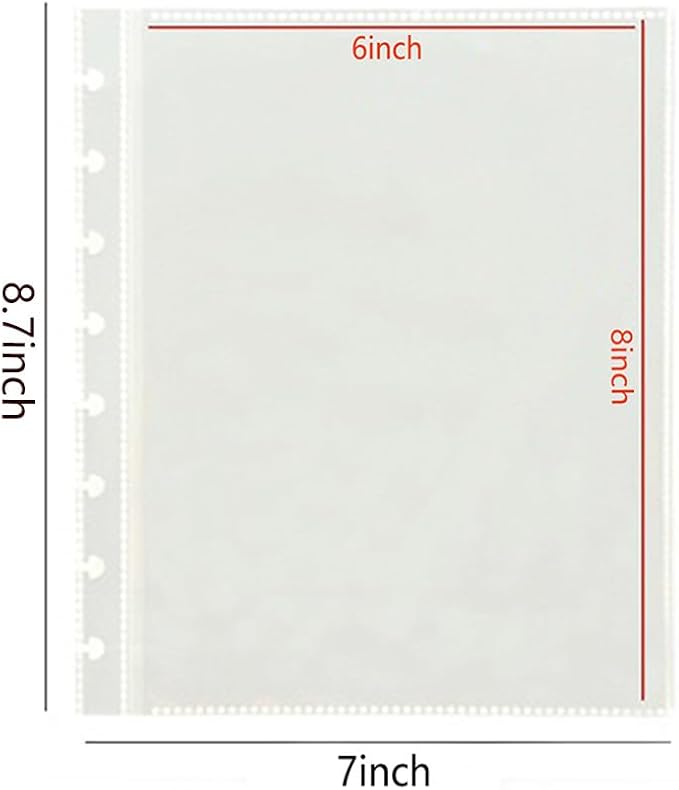 25 Pack Refill Sheets, 50 Photo Sleeves 6x8, 8 Ring Binder Pockets, Each Page Holds Two Pictures, Archival Photo Protectors
