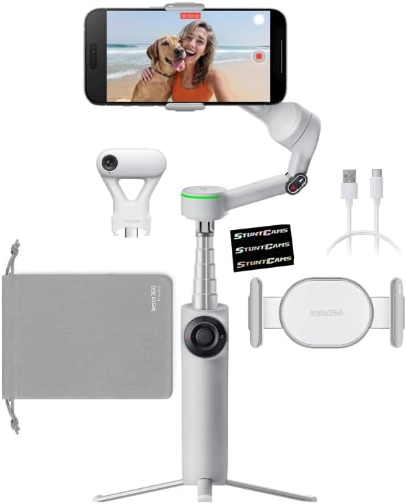 Insta360 Flow 2 PRO Gimbal Stabilizer for Smartphone, AI Tracker Bundle, 3-Axis Stabilization, Built-in Tripod, Deep Track 4.0 Auto Tracking Phone Stabilizer Creator- Gray