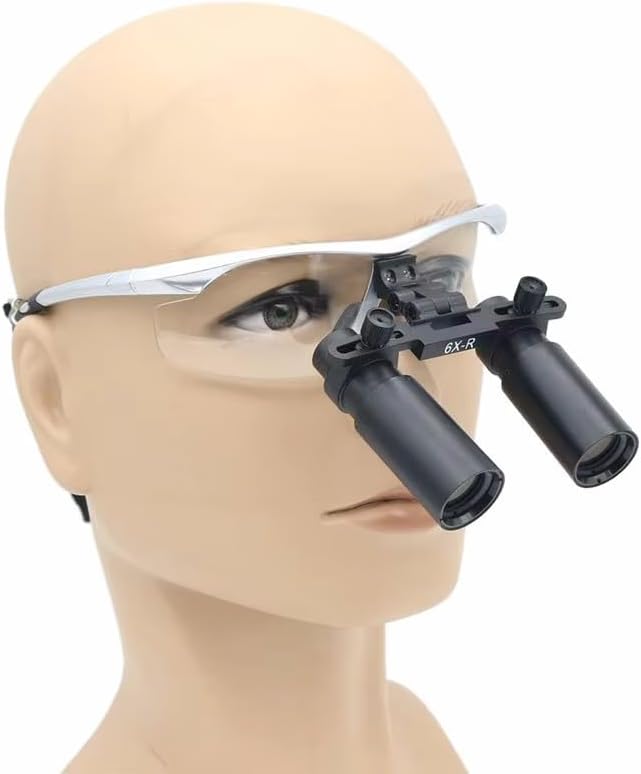 REEHUT 6.0X-R High-Magnification Binocular Magnifier Loupes Operating Magnifying Glasses Adjustable Pupillary Distance Silver