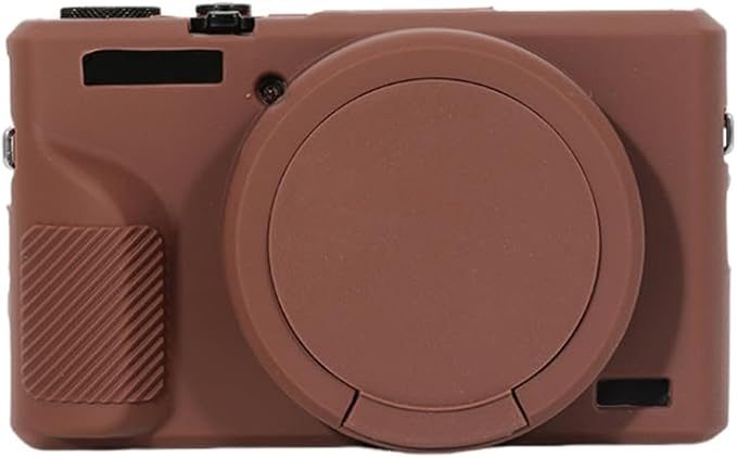STSEETOP Camera Case for Canon PowerShot G7X Mark III - Protective Silicone DSLR Skin with Lens Cover, Detachable Cage, Shockproof, Dustproof (Brown)