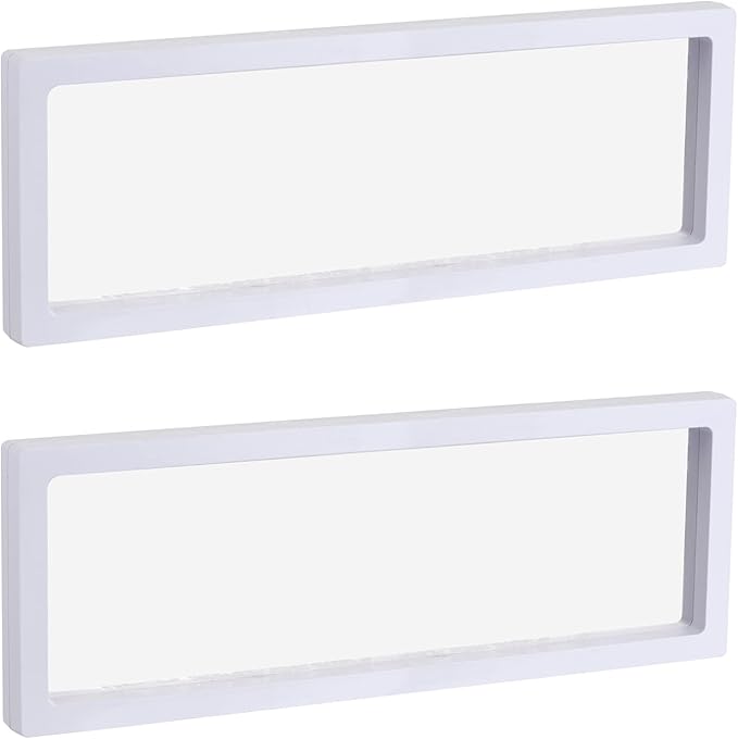 MECCANIXITY Floating Frame Display Holder Stand 3D Jewelry Display Box 11.81 x 4.33 x 0.79 inch White for Ring Necklace Bracelet Earring Pack of 2
