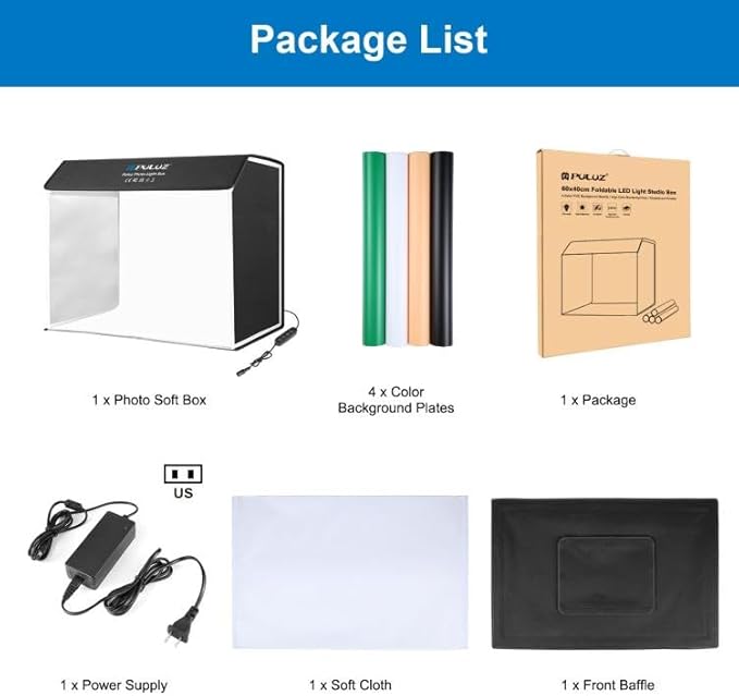 PULUZ Light Box Photography 24x16in, Portable Photo Studio Light Box with 336+336 LED Lights ＆4 Color backdrops Professional Photography Lighting Tent Kit for Big Product Photography Lightbox