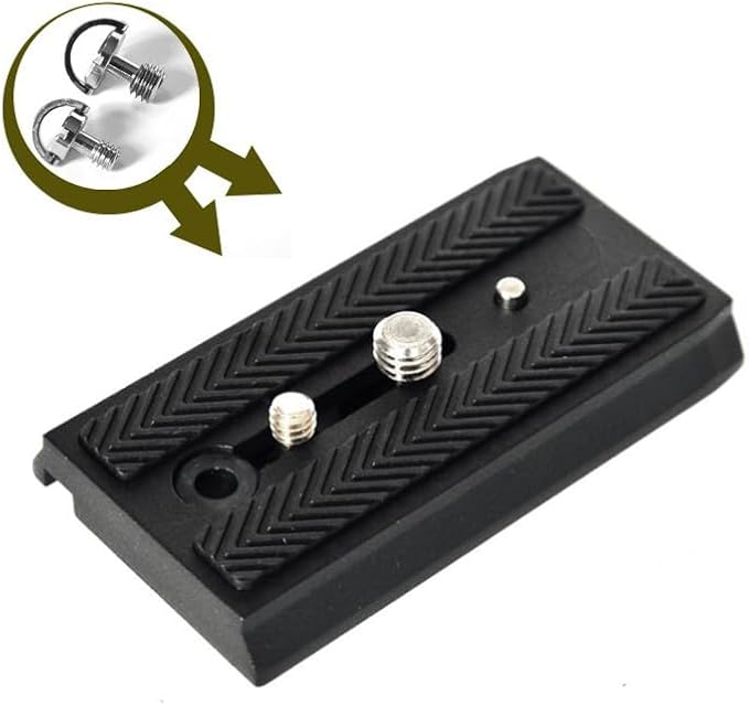 501PL Sliding Dovetail Quick Release Plate - Compatible with Manfrotto 501HDV, 503HDV, 701HDV, MVH400AH, 577/501/503/701 NG Camera Tripod Heads - Includes 1/4"-20 & 3/8"-16 D-Ring Screw