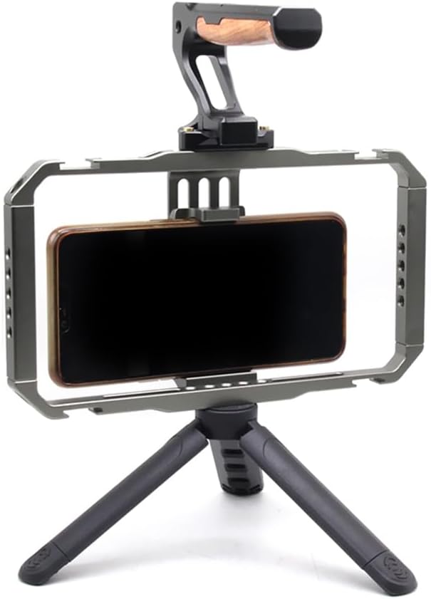 Smartphone Video Rig Rabbit Cage Filmmaking Case Handheld Phone Video Stabilizer Grip Tripod Mount Stand Frame Easy to Use, titanium, 500707608
