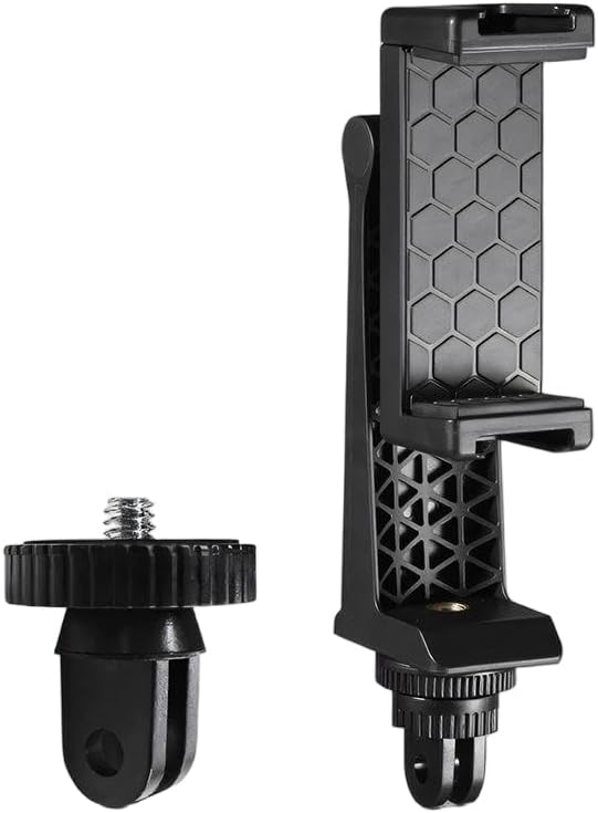Tripod Phone Mount, Universal Smartphone Mount Adapter with 2 Cold Shoe and 1/4" Screw, 360° Rotates and 180° Tilts Adjustable Cell Phone Clamp Holder for Enhancing Mobile Photography Setup