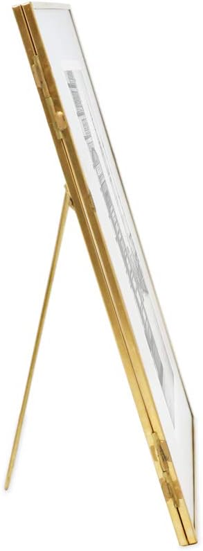 Isaac Jacobs 6x8, Antique Gold, Vintage Style Brass and Glass, Metal Floating Picture Frame (Vertical) with Locket Closure, for Photos, Art, & More, Tabletop Display (6x8 Antique Gold)