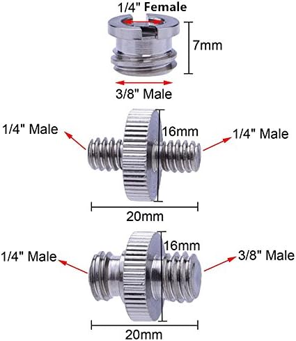 1/4 inch and 3/8 inch Converter Screw Adapter Mount Set for Camera/Tripod/Monopod/Ballhead/Light Stand