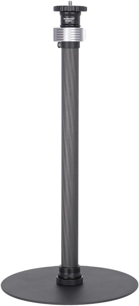 Koolehaoda Monopod Stand for Desk, 16"-28" Adjustable Carbon Fiber Extension Rod with Heavy Base, Table Mount Stand for DSLR Camera, Light, Webcam, Live Streaming, Vlogging