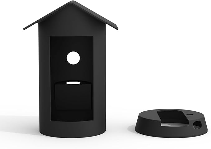Holicfun Silicone Protective Birdhouse Cover for R-ing Outdoor Cam Plus Battery, Weather-Resistant Camera Skin, Black