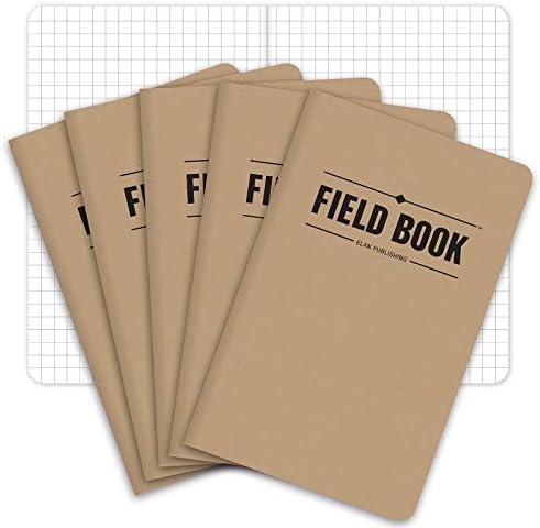 Elan Publishing Company Field Notebook/Pocket Journal - 3.5"x5.5" - Kraft - Graph Memo Book - Pack of 5