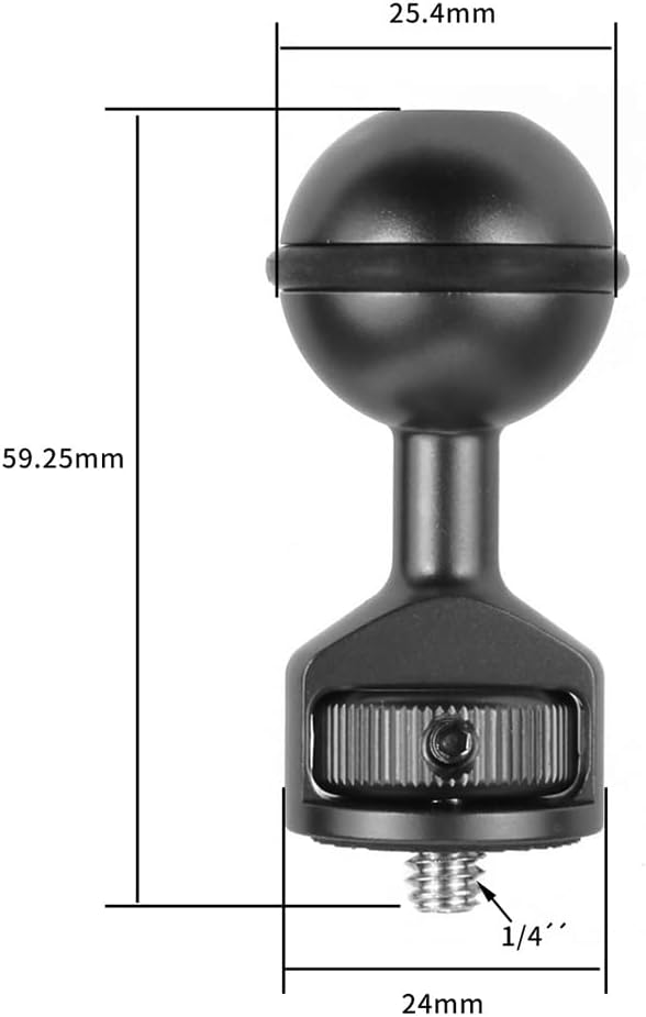 FEICHAO 1 Inch Ball Mount Head Adjustable Adapter with Cold Shoe Base for Underwater Camera Case Video Flash (Kit B)