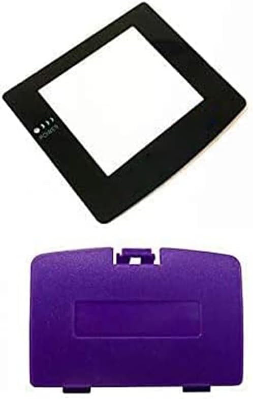 Battery Back Door Cover Lid + Glass Screen Lens for Gameboy Color GBC Replacement (Dark Purple)