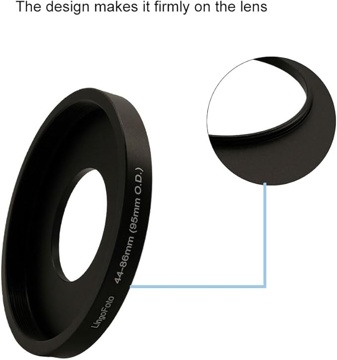 Lens Matte Box Adapter 44-86mm Step up Ring for 44mm Camera Lens to 95mm OD Matte Box Lens Mount (44-86/95mm)