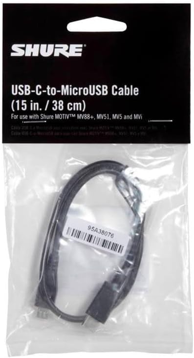 Shure MOTIV Replacement 15" USB-C Cable for MV5, MV51, MV88+ and MVi (AMV-USBC15)