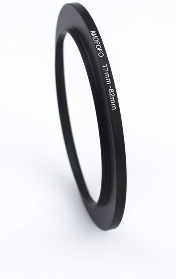 77mm-82mm Metal Ring/77mm to 82mm Step-Up Ring for Filters,Made of CNC Machined with Matte Black Electroplated Finish,Compatible with All 77mm Camera Lenses & 82mm Accessories