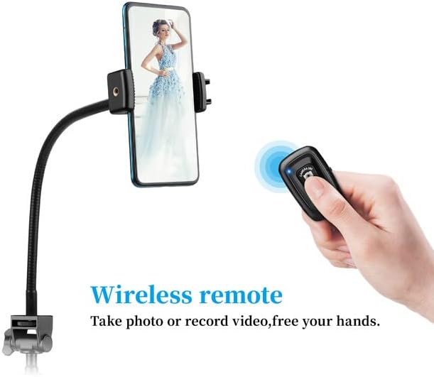 Universal Cell Phone Tripod Mount with 13.7" Aluminum Gooseneck and Cold Shoe Adapter, Compatible with iPhone15 14 13 12 11 Android Smartphones
