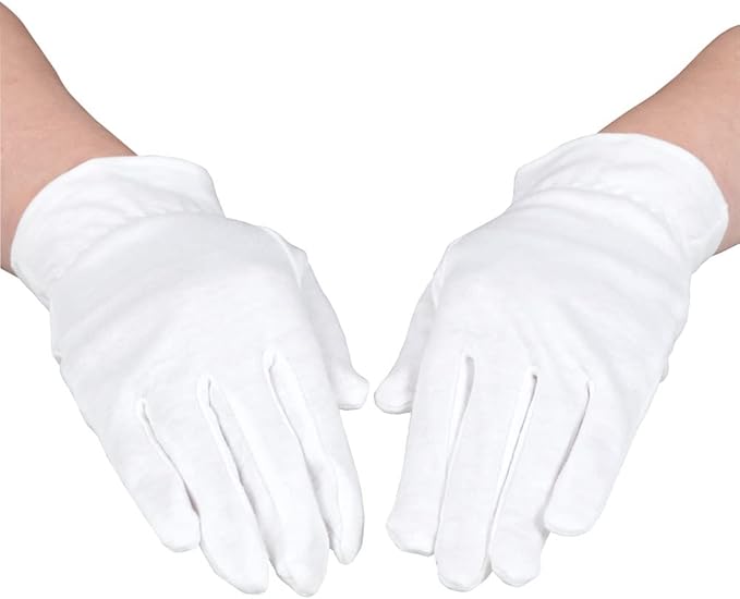 ForPro Professional Collection Premium Cotton Gloves, 7 Pairs White for Moisturizing Hands Overnight, Inspection Cloth Quality, Eczema Dry Sensitive Skin Spa Therapy, Elastic Wristband