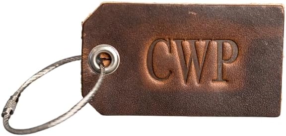 Ox & Pine Handmade Personalized Leather Luggage Tags - 3.5" x 2" (Nut Brown)