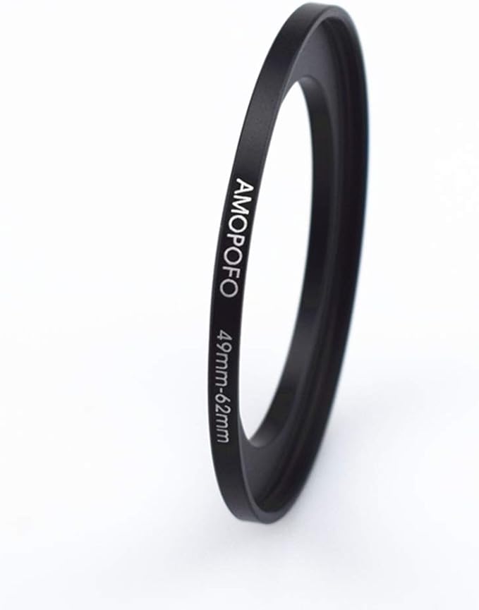 49mm to 62mm Metal Step Up Ring Adapter for Canon,for Nikon,for Sony,for Fuji,M4/3 Camera Lenses to UV,ND,CPL Camera Filters, Made from CNC Machined with Matte Black Electroplated Finish