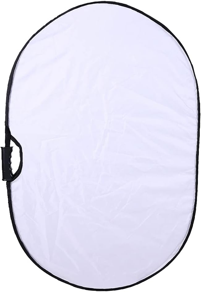 Portable Photography Silver and White Reflector Collapsible 2-in-1 Oval Reflector 23"x35" / 60x90cm Multi-Disc Light Reflector with Handle for Photo Studio Lighting & Outdoor Lighting