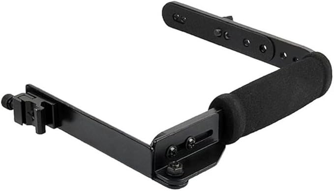 L-Shaped Handheld Camera Flashlight Bracket, Hot Shoe Camera Cage Rig, with 1/4 Tripod Screw Handheld Stabilizer, Adjustable Arm & Roll Bar for Sony for Nikon for Canon for Fujifilm DSLR Cameras