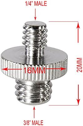 Foto&Tech 5 Pieces 1/4" Male to 3/8" Male Threaded Screw Converter Adapter Compatible with Camera Cage/Shoulder Rig/Tripod/Socket Studio/Lighting Equipment/LED Panel/GoPro