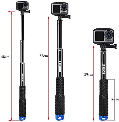 Homeet Extendable Action Camera Selfie Stick, 19" Sports Cameras Selfie Stick Pole Waterproof Telescoping Pole Monopod for DJI OSMO, AKASO, SJCAM, YI, Victure, Qumox, Crosstour