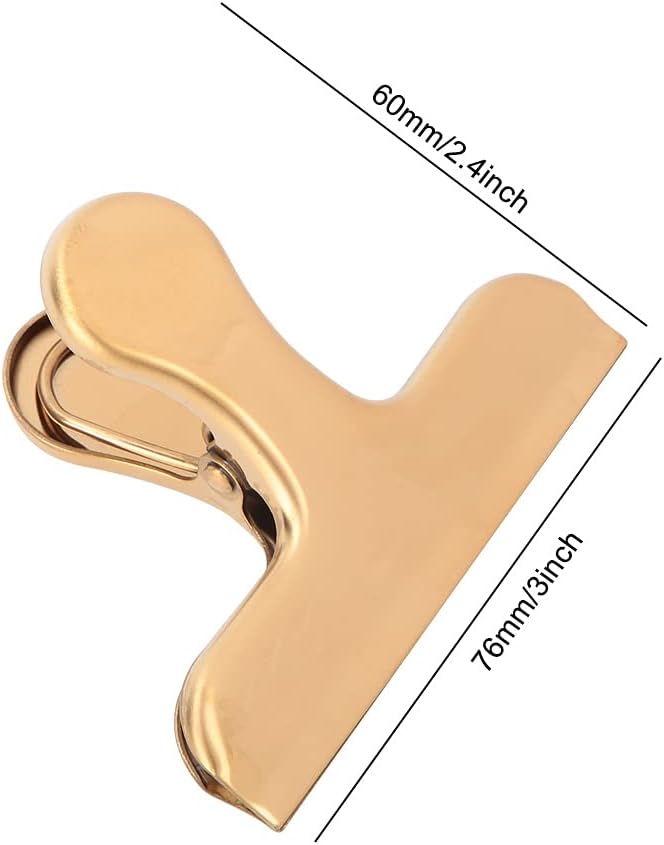 Fdit Brass Vintage Retro Clip Bill Holder with Stainless Steel - Golden T Clip