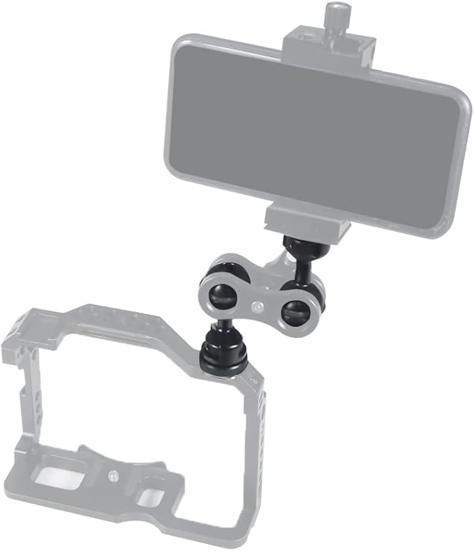 FEICHAO 1 Inch Ball Mount Head Adjustable Adapter with Cold Shoe Base for Underwater Camera Case Video Flash (Kit A)