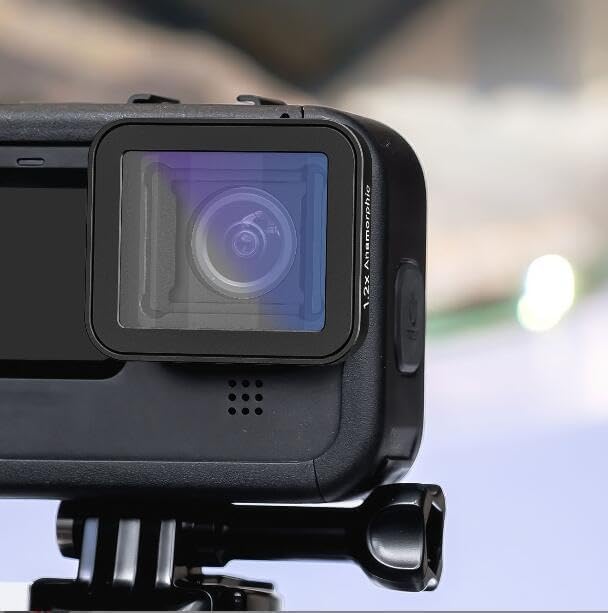 1.2X Anamorphic Lens/Movie Lens for Gopro Hero 13 12 11/11 MINI 10 9 Black,Magnetic Design HD Optical Lens, Widescreen Cinematic Effect,with Blue Flare,Vlog Shooting