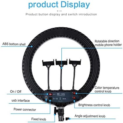 Photography 18" LED Ring Light Tripod Stand Phone Holders Remote Control Multi-Camera Live Broadcast Kit A,YouTube Live Streaming Brightness Control for Photography Videography, Vlogging, Streaming