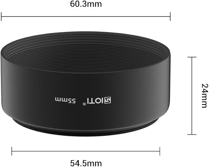 SIOTI 55mm Lens Hood, Oxidation Matte Anti Reflective Treatment, Aluminum Alloy, with 1 * 58mm Lens Cap, Compatible with Sony/Canon/Nikon/Fuji etc >50mm Camera Lens
