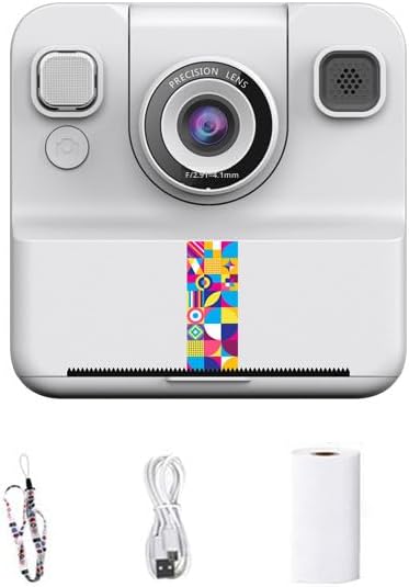 Kids Instant Print Camera, 1080p Video Recording Children's Instant Cameras, 180 ° Rotating Selfie Lens, 1 Roll of Printing Paper, Toy Gifts for Boys and Girls Aged 3-12