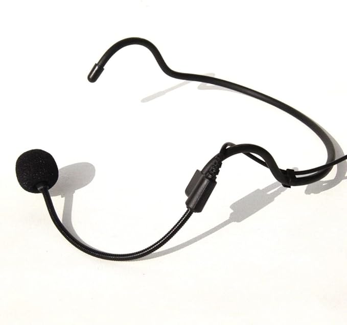 Headworn Headset Microphone for AKG/Samson Wireless Bodypack Transmitters, with Windscreen, Mini 3 Pins XLR Connector, Unidirectional, Black