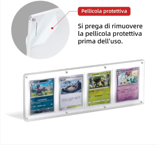 Wigearss 4 Slots 35-75PT Universal Magnetic Acrylic Game Card Case, Baseball Card Holder, Hard Acrylic Card Cases, Card Protector, Fit for Standard Card