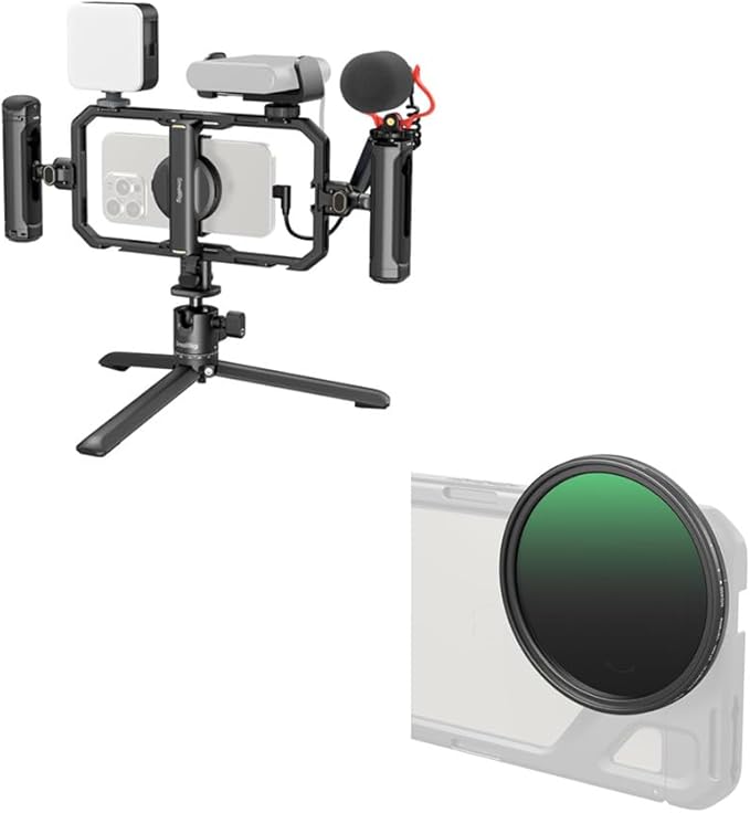 Bundle: SmallRig All-in-One Universal Quick Release Phone Video Rig Kit Pro 4704+SmallRig Magnetic 67mm VND Filter ND64-ND400 (6-9 Stop) 5169