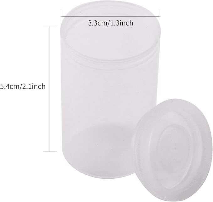 35mm Caliber Plastic Film Canisters with caps -10pc (Clear)
