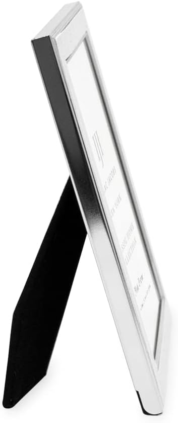 Isaac Jacobs 4x6 White Leather with Silver Metal (Vertical & Horizontal) Picture Frame, Suede Border w/Black Fabric Easel, Wall-Mountable, Made For Tabletop, Photo Gallery (4x6, White W/Silver)