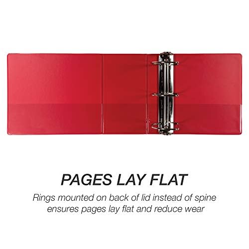 Samsill Durable 6 inch 3 Ring Binder, Made in USA, Locking D Ring FSC 100% Recycled Chipboard, Red