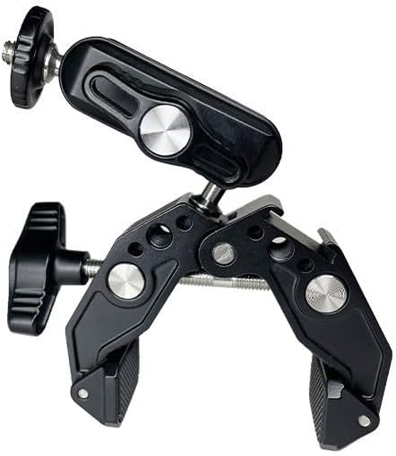 Super Clamp with 3” 360°Dual Ballhead Magic Arm, Cold Shoe, 1/4” Threads Mount Adapter for Phone, Action Camera, Desk Tripod, Tube, Gimbal, Compatible with SmallRig, GoPro, DJI Model ST83,13–65mm
