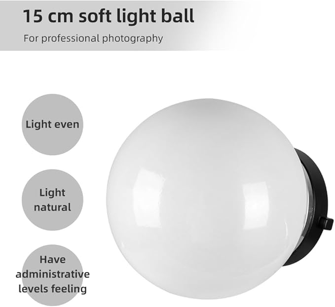 15cm/ 6in Soft Ball for Photography Translucent Diffuser Ball Flash Ball Diffuser Dome with Bowens Mount for Advesing Art Photography Accessories