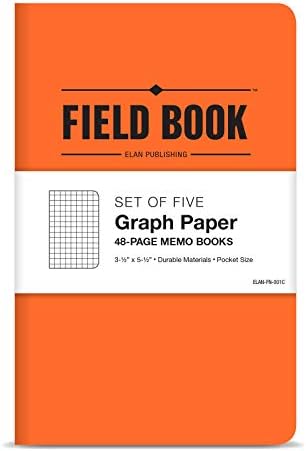 Field Notebook/Pocket Journal - 3.5"x5.5" - Orange - Graph Memo Book - Pack of 5