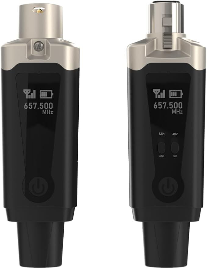 AirSync - Wireless XLR Transmitter and Receiver, UHF Wireless Microphone System for 150ft Range, Rechargeable Wireless Microphone Adapter for Dynamic & Condenser Microphones, Mixers, PA System, USB-C