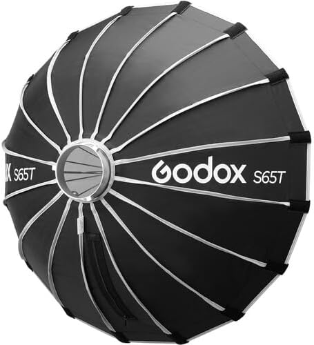 Godox Softbox Godox S65T 65cm/25.6in Quick Release Umbrella Softbox, Bowens Mount with Removable Front and Inner Diffusers for Photography, Live Streaming and Travel