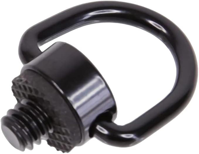 Foto&Tech Stainless Steel 1/4"-20 Rubber Padded D Ring Screw, D-Shaped Ring Camera Sling Screw for Shoulder Straps, Wrist Straps, Selfie Sticks, Gimbals (1 Piece, Black)