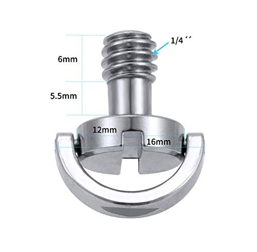 WOIWO 2PCS 1/4-inch Camera Screw Stainless Steel Tripod Head Rapid Mounting Plate Screw,One Slot Lengthened Quick Unscrew.