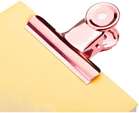 20 Pack 2 Inch Polished Steel Clips, Metal Bulldog Binder Clips, Large Hinge Paper Clips Clamps for Food Bags, Pictures Photos, Art Crafts, Home Office Supply (Rose Gold)