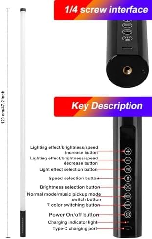 4Pack 5000mAh Battery Powered 4ft RGB led Tube dj Light bar with Stand Colored Video Stick Lights for 360 Photo Booth Studio Dance Club Party Wedding Events Stage Lighting