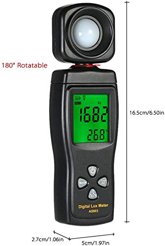 Cheffort Digital Lux Meter, Illuminometer, Photometer, 0～200,000 Lux Measure Range, Lux/FC Unit Selection for Homes, Agriculture, Warehouses, Farms, Stage, Stadiums